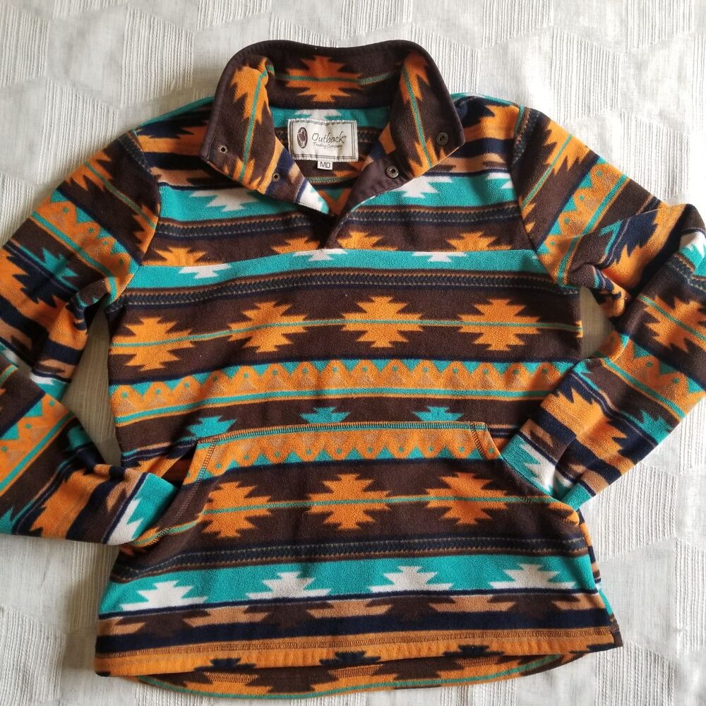 Outback Trading Company Sedona Henley Aztec Fleece Pullover Women's Medium